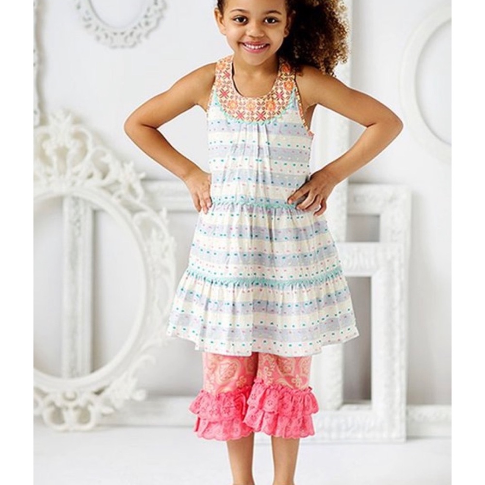 Matilda Jane Dotted Sky Dress Sleeveless Tiered Cotton Ruffle